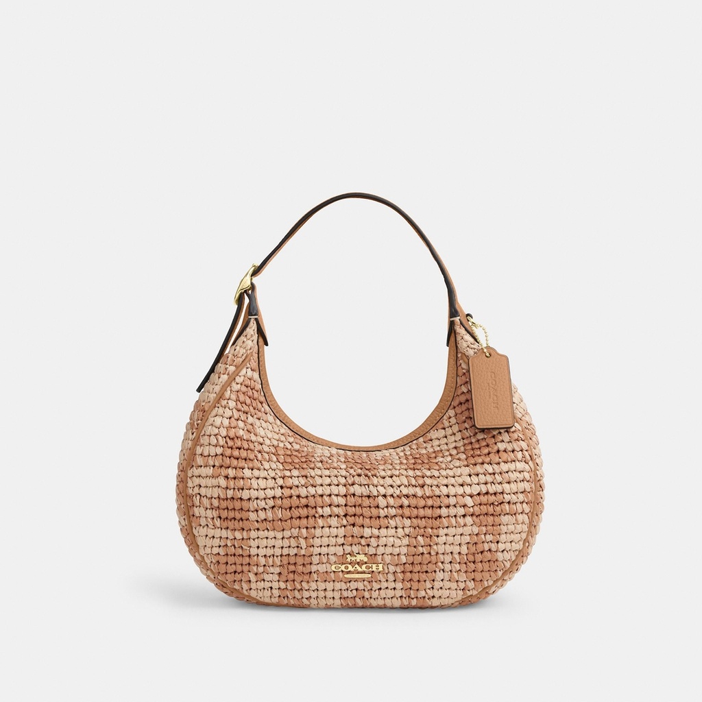 [COACH-CEN02-IMTN2] Coach Emily Shoulder Bag with Gingham Print — Tan
